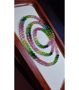 1216F4 exquisite rainbow tourmaline three circle bracelet, size about 4.7mm, weight 19