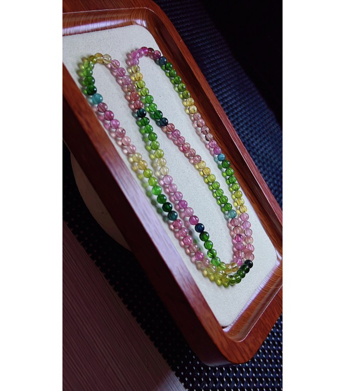 1216F4 exquisite rainbow tourmaline three circle bracelet, size about 4.7mm, weight 19