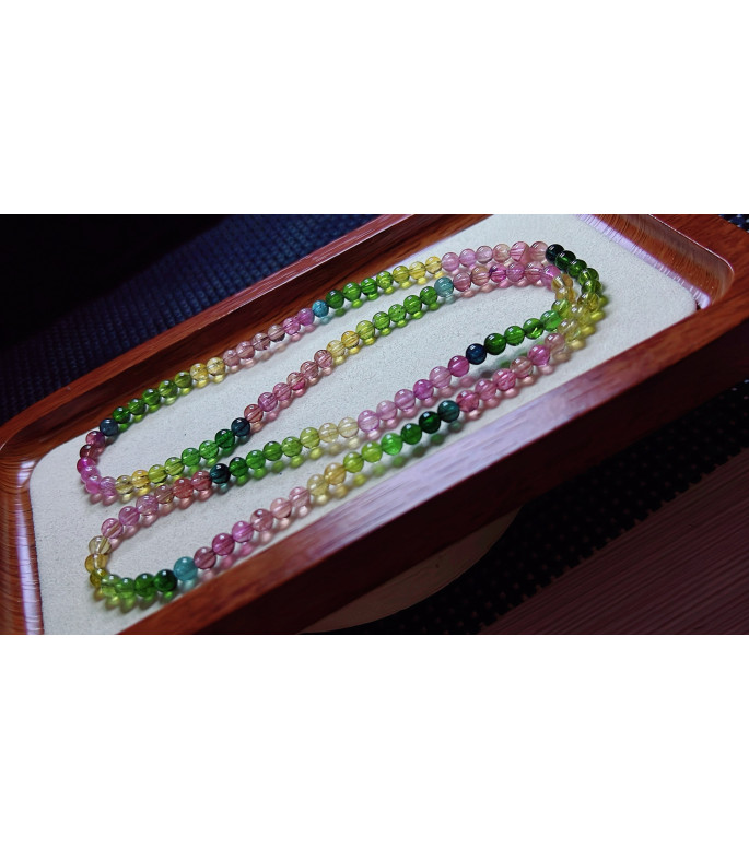 1216F4 exquisite rainbow tourmaline three circle bracelet, size about 4.7mm, weight 19