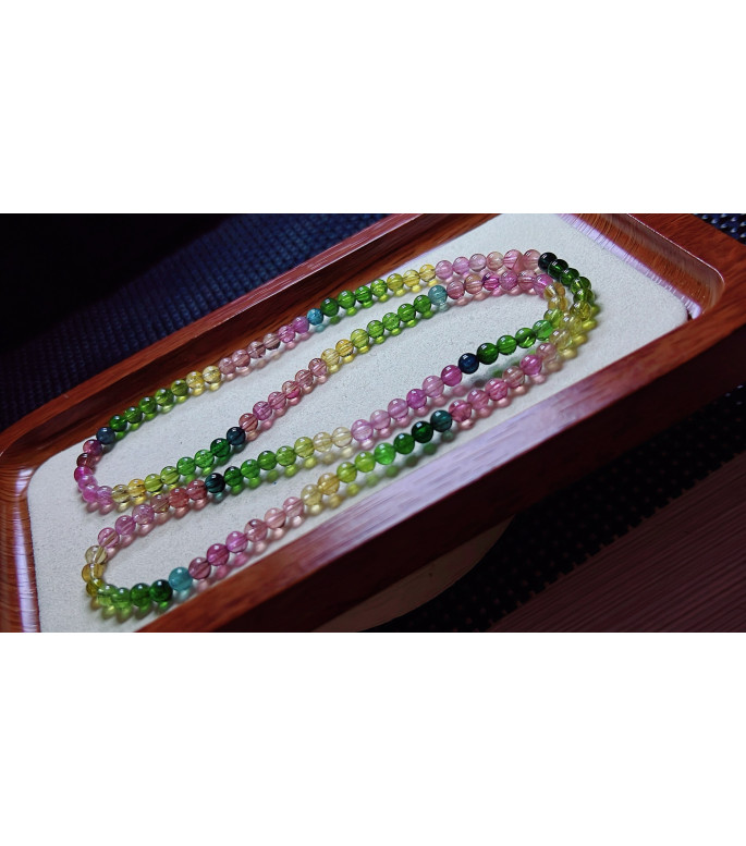 1216F4 exquisite rainbow tourmaline three circle bracelet, size about 4.7mm, weight 19