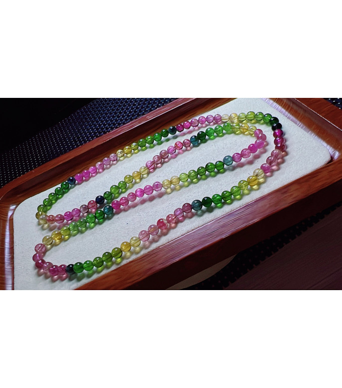 1216F3 exquisite rainbow tourmaline three circle bracelet, size about 4.7mm, weight 19.2