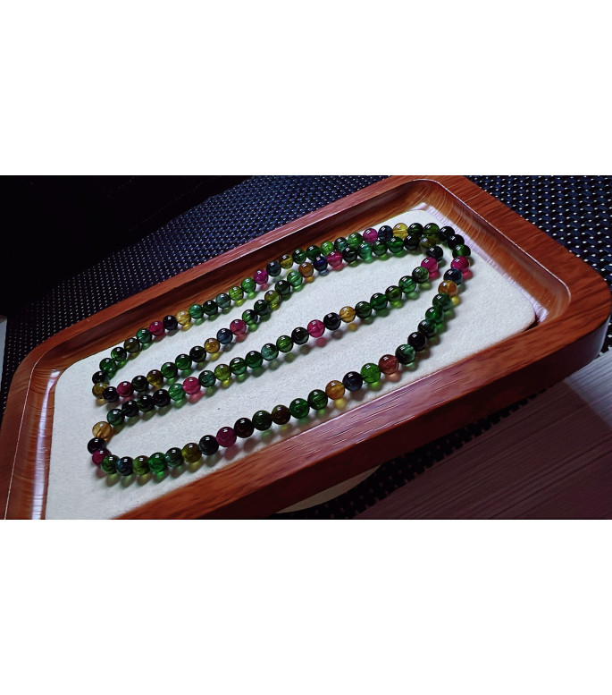 1216F2 exquisite old mine black sugar tourmaline three circle bracelet, specification