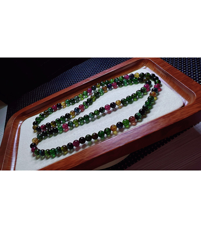 1216F2 exquisite old mine black sugar tourmaline three circle bracelet, specification