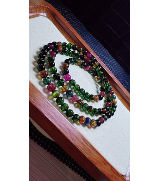 1216F1 exquisite old mine black sugar tourmaline three circle bracelet, size about 5.8mm