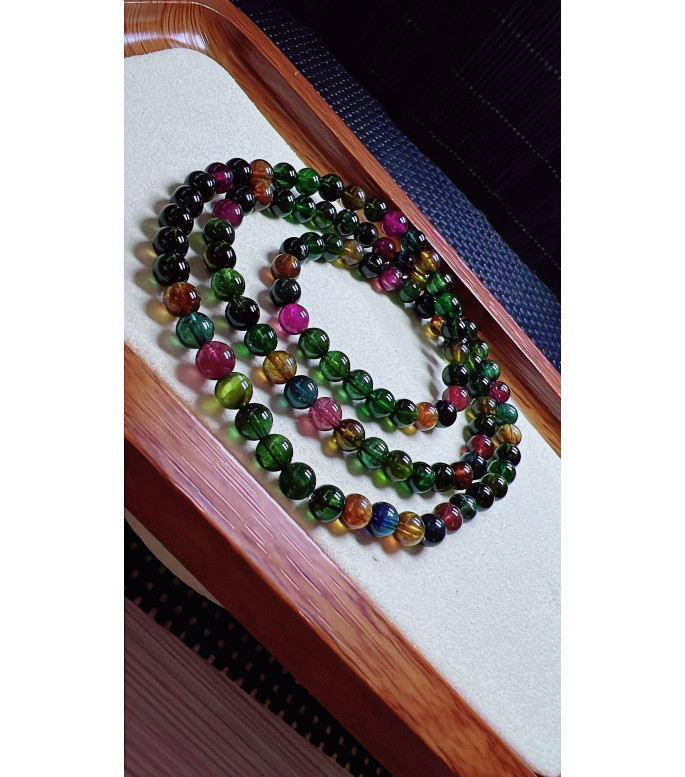 1216F1 exquisite old mine black sugar tourmaline three circle bracelet, size about 5.8mm