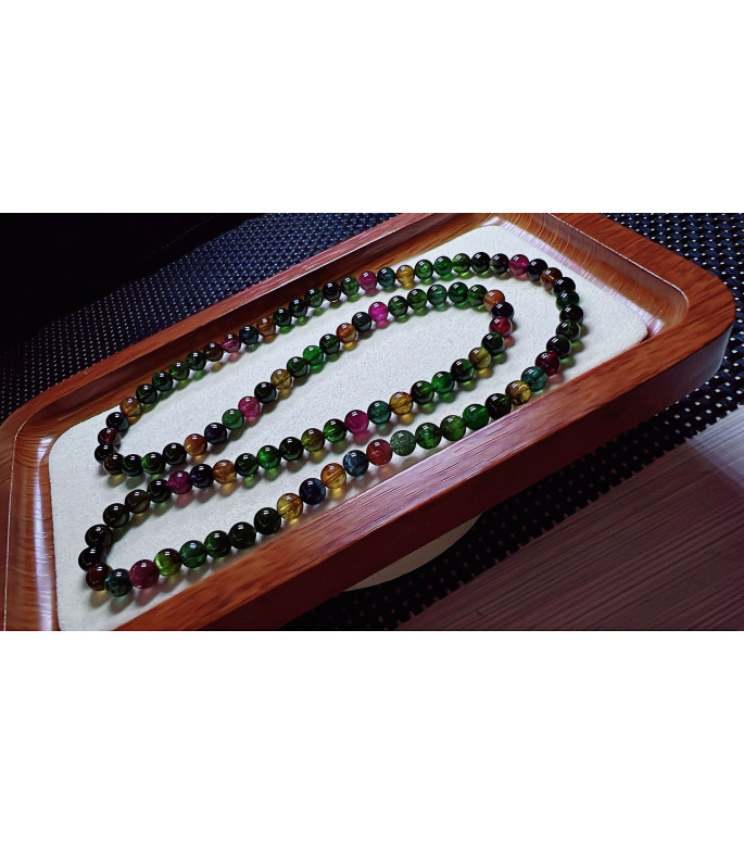 1216F1 exquisite old mine black sugar tourmaline three circle bracelet, size about 5.8mm