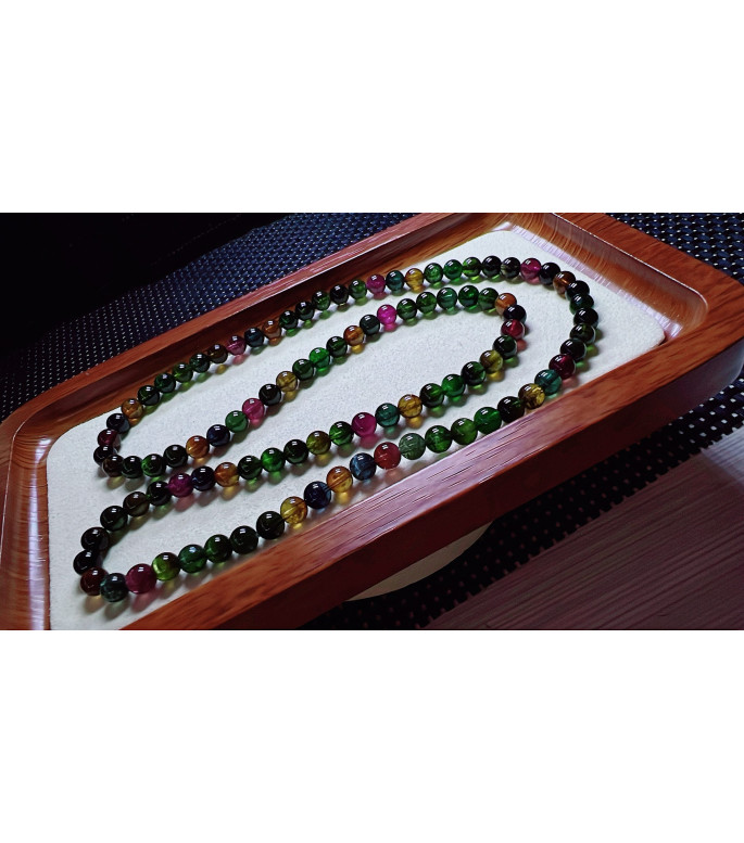 1216F1 exquisite old mine black sugar tourmaline three circle bracelet, size about 5.8mm