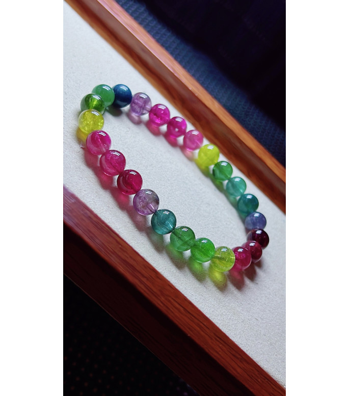 1213F17 exquisite imperial rainbow tourmaline bracelet, specification about 7.5mm, weight