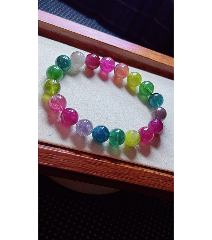 1213F16 exquisite imperial rainbow tourmaline bracelet, size about 10mm, weight 32.2 1213F16 exquisite imperial rainbow tourmaline bracelet, size about 10mm, weight 32.2