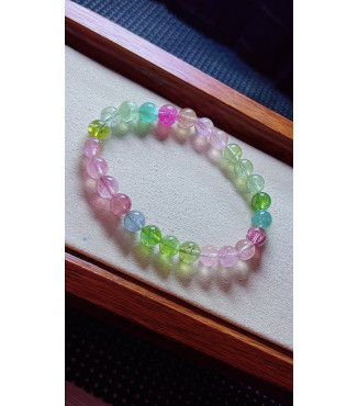 1213F15 exquisite macaron tourmaline bracelet, size about 7.3mm, weight 15g, crystal