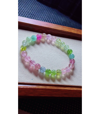 1213F15 exquisite macaron tourmaline bracelet, size about 7.3mm, weight 15g, crystal