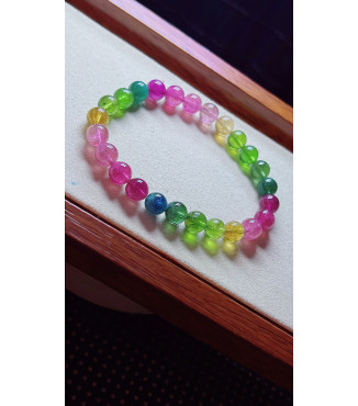 1213F14 exquisite rainbow tourmaline bracelet, size about 7mm, weight 14.7g, crystal