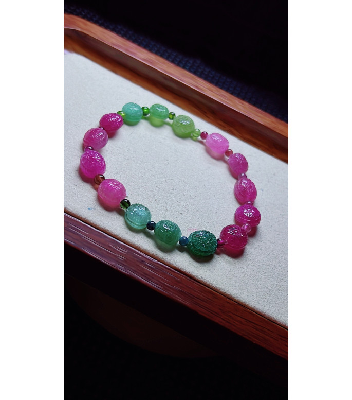1213F11 exquisite golden turtle patterned tourmaline bracelet, size about 8mm, weight