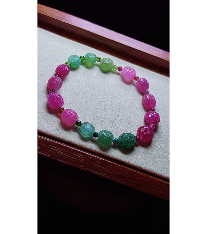 1213F11 exquisite golden turtle patterned tourmaline bracelet, size about 8mm, weight