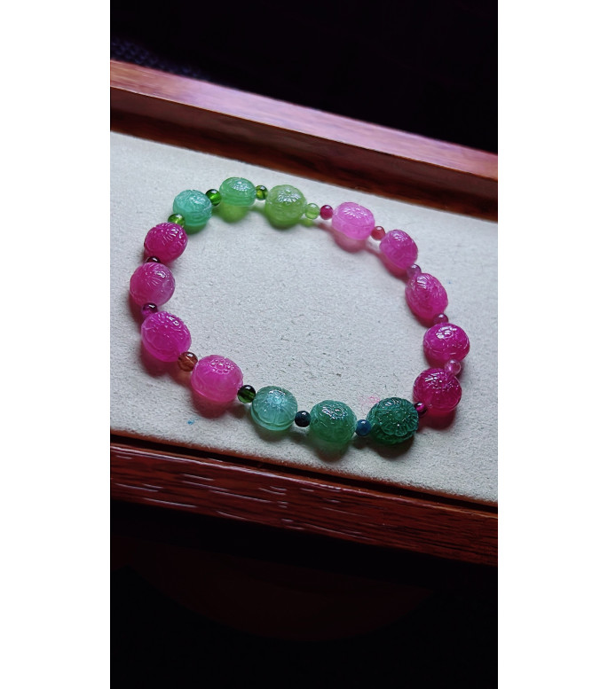 1213F11 exquisite golden turtle patterned tourmaline bracelet, size about 8mm, weight