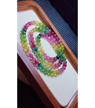 1213F8 exquisite rainbow tourmaline three circle bracelet, size about 6.1mm, weight 35.1