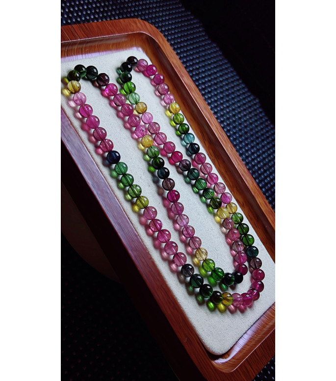 1213F7 exquisite rainbow tourmaline three circle bracelet, size about 6.1mm, weight 35.2