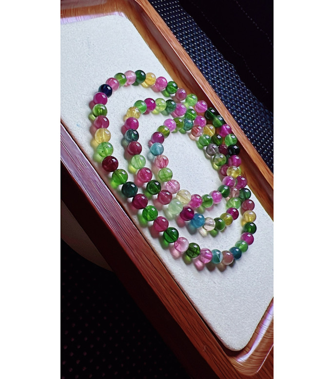 1213F6 exquisite candy tourmaline three circle bracelet, size about 6mm, weight 31.9g