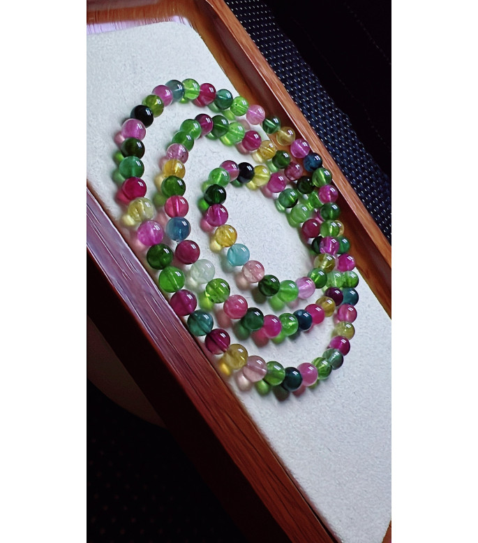 1213F5 exquisite candy tourmaline three circle bracelet, size about 6mm, weight 32.2g