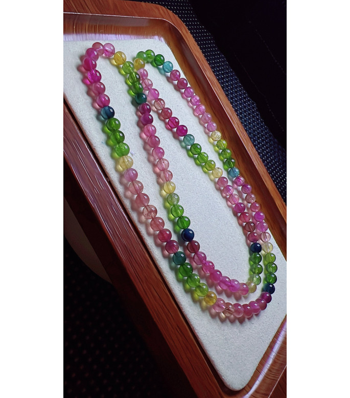 1213F4 exquisite rainbow tourmaline three circle bracelet, size about 5.2mm, weight