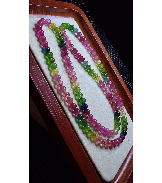 1213F4 exquisite rainbow tourmaline three circle bracelet, size about 5.2mm, weight