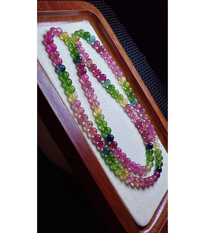 1213F4 exquisite rainbow tourmaline three circle bracelet, size about 5.2mm, weight