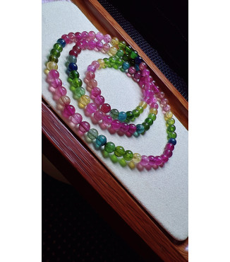 1213F3 exquisite rainbow tourmaline three circle bracelet, size about 5.2mm, weight 25