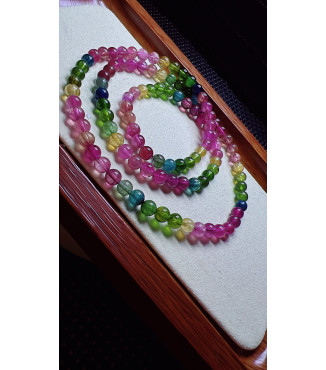 1213F3 exquisite rainbow tourmaline three circle bracelet, size about 5.2mm, weight 25