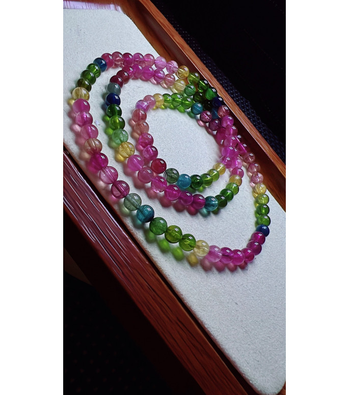 1213F3 exquisite rainbow tourmaline three circle bracelet, size about 5.2mm, weight 25