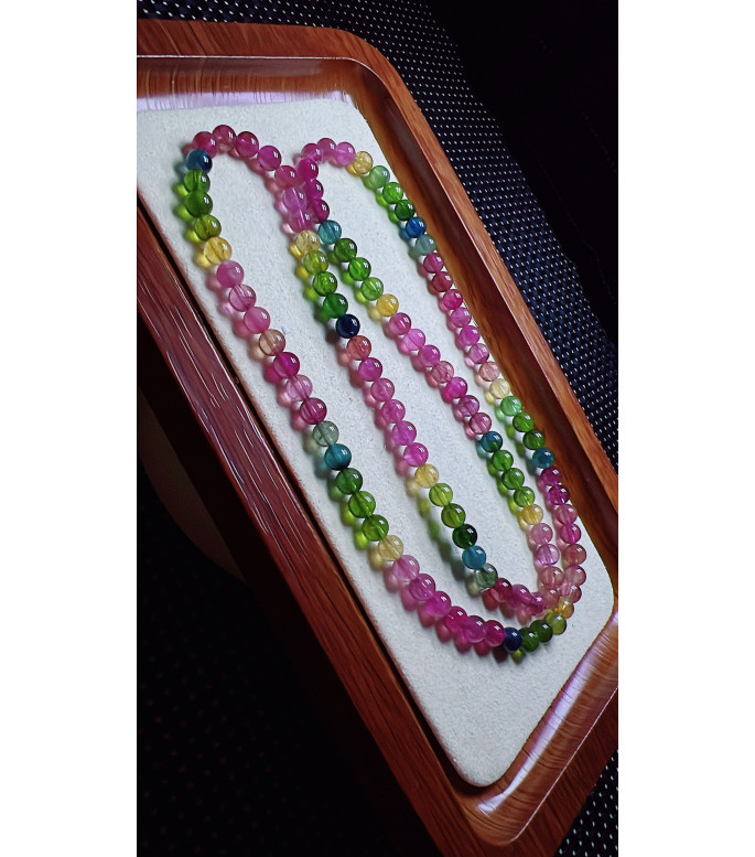 1213F3 exquisite rainbow tourmaline three circle bracelet, size about 5.2mm, weight 25