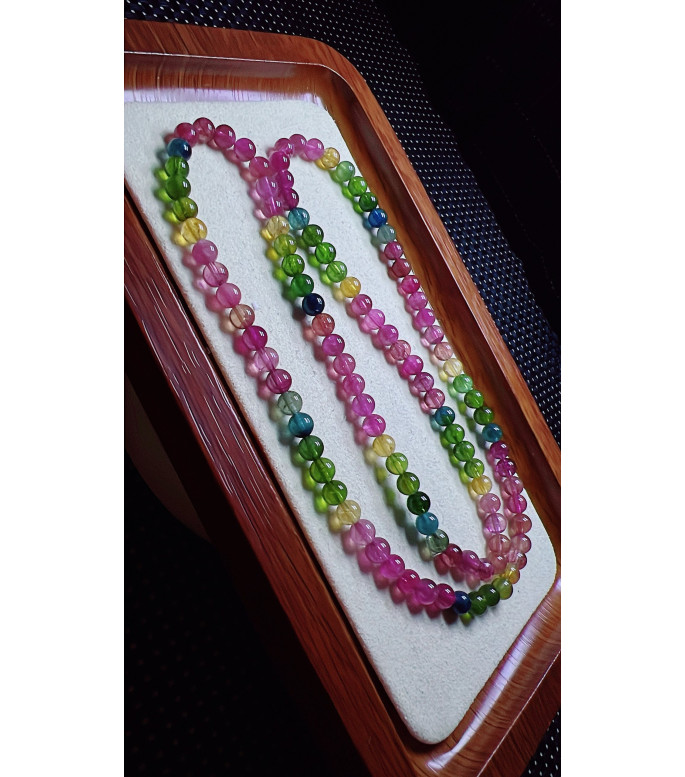 1213F3 exquisite rainbow tourmaline three circle bracelet, size about 5.2mm, weight 25