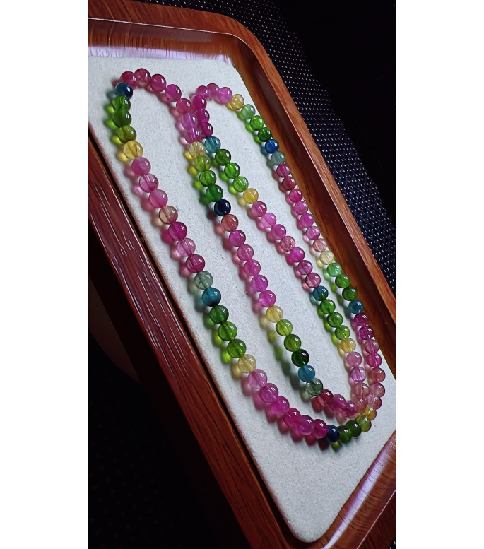 1213F3 exquisite rainbow tourmaline three circle bracelet, size about 5.2mm, weight 25