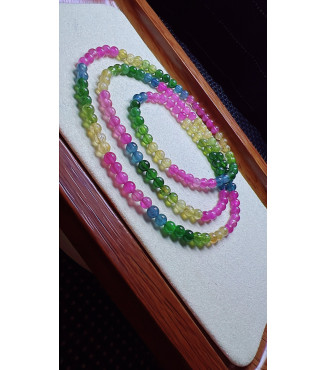 1213F1 exquisite rainbow tourmaline three circle bracelet, size about 4mm, weight 14.4g