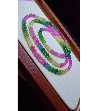 1213F1 exquisite rainbow tourmaline three circle bracelet, size about 4mm, weight 14.4g