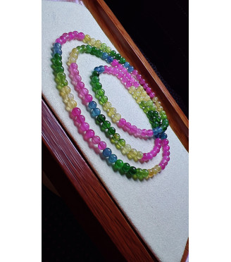 1213F1 exquisite rainbow tourmaline three circle bracelet, size about 4mm, weight 14.4g