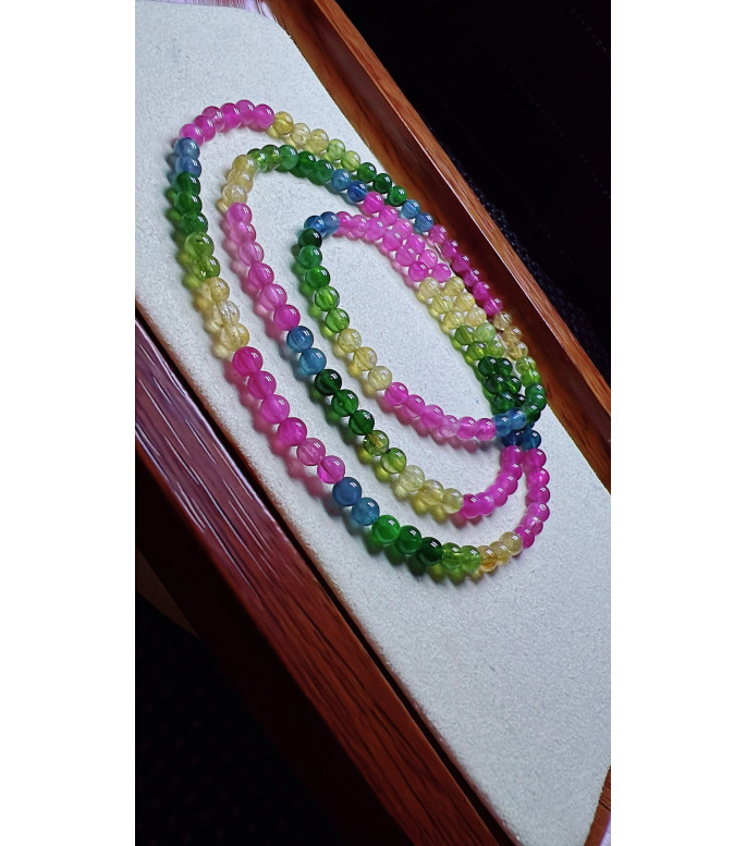 1213F1 exquisite rainbow tourmaline three circle bracelet, size about 4mm, weight 14.4g