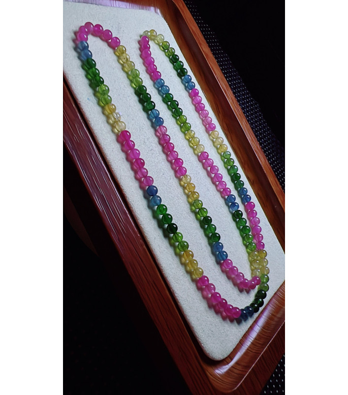 1213F1 exquisite rainbow tourmaline three circle bracelet, size about 4mm, weight 14.4g