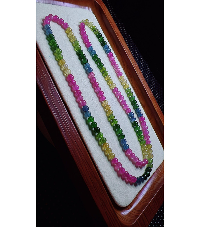 1213F1 exquisite rainbow tourmaline three circle bracelet, size about 4mm, weight 14.4g