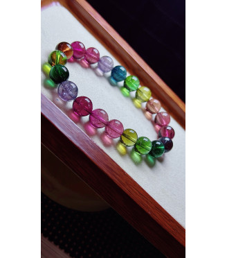 1212F10 exquisite high-quality rainbow tourmaline bracelet, size about 10mm, weight