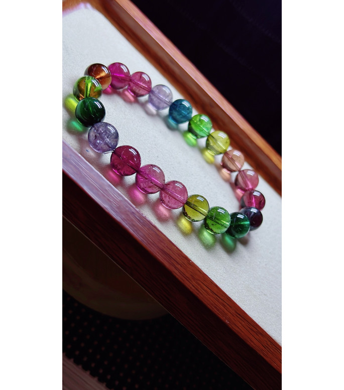 1212F10 exquisite high-quality rainbow tourmaline bracelet, size about 10mm, weight