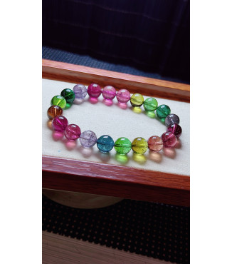 1212F10 exquisite high-quality rainbow tourmaline bracelet, size about 10mm, weight