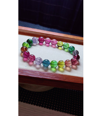 1212F10 exquisite high-quality rainbow tourmaline bracelet, size about 10mm, weight
