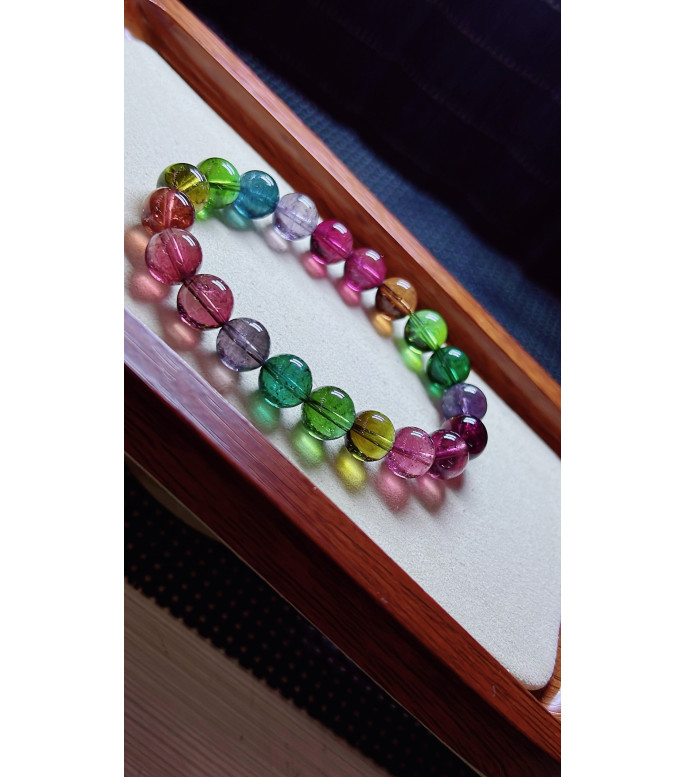 1212F10 exquisite high-quality rainbow tourmaline bracelet, size about 10mm, weight