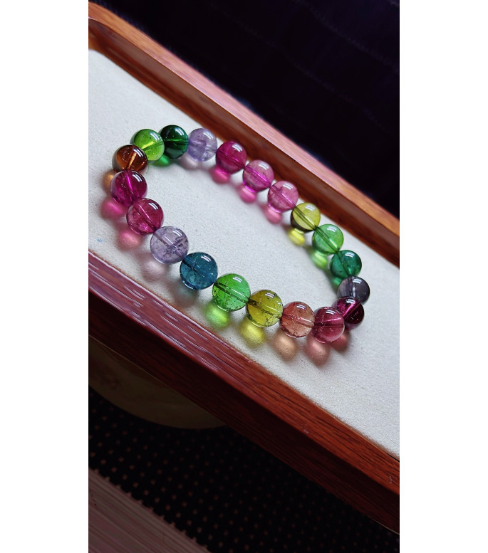 1212F10 exquisite high-quality rainbow tourmaline bracelet, size about 10mm, weight