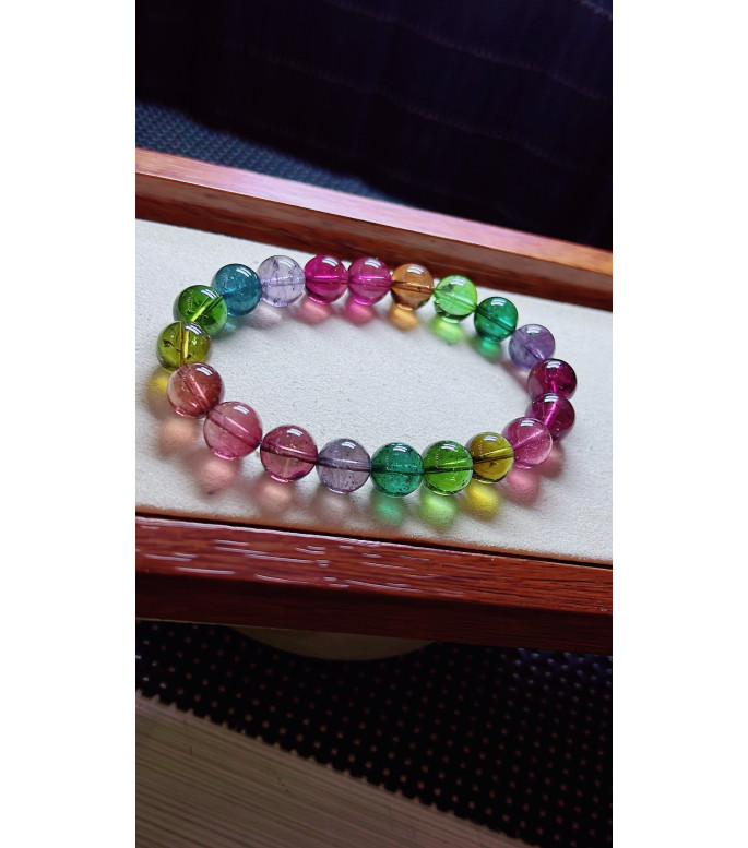 1212F10 exquisite high-quality rainbow tourmaline bracelet, size about 10mm, weight