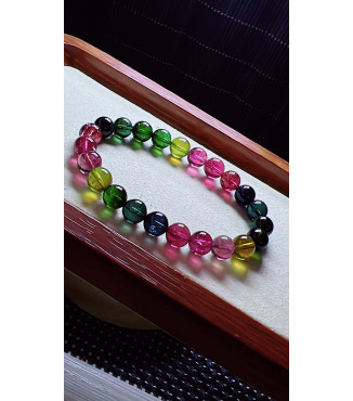 1212F9 exquisite high-quality thick colored rainbow tourmaline bracelet, size about 8mm