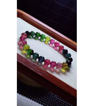 1212F9 exquisite high-quality thick colored rainbow tourmaline bracelet, size about 8mm